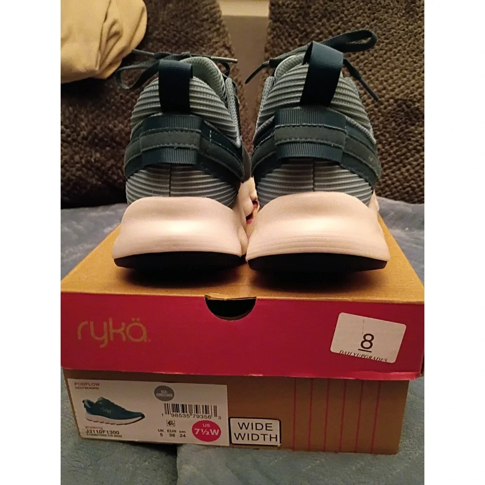 Ryka Podflow Deep Sea Green  Mesh Women's Walking Sneakers Lace Up Eco-Conscious
